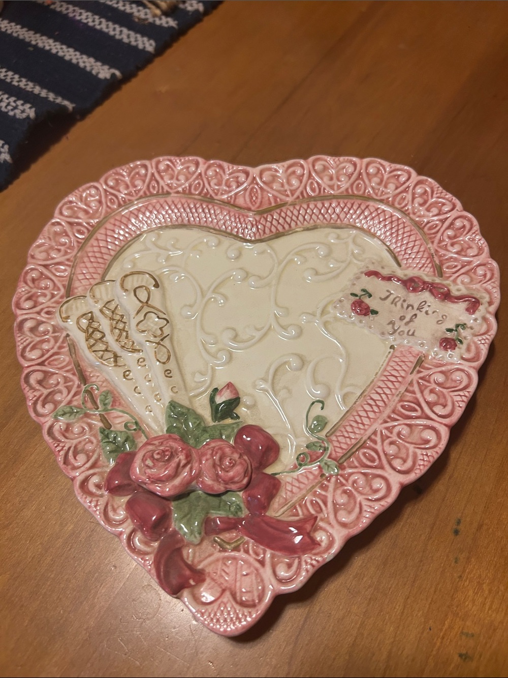 Pink Heart-Shaped Decorative Ceramic Trinket Dish